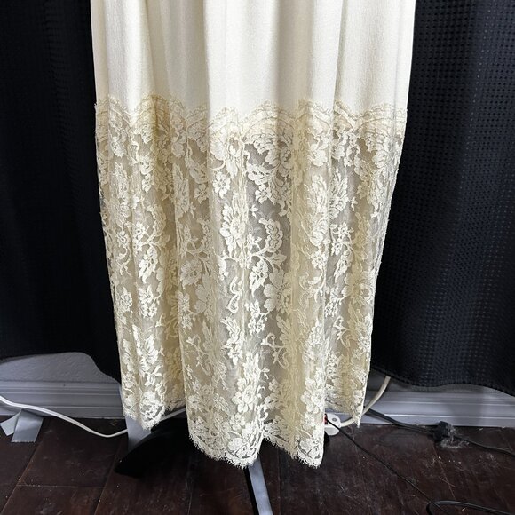 Gorgeous Vintage 70s Carson Pirie Scott Chicago Crepe Lace Wedding Prairie Dress - Picture 5 of 16